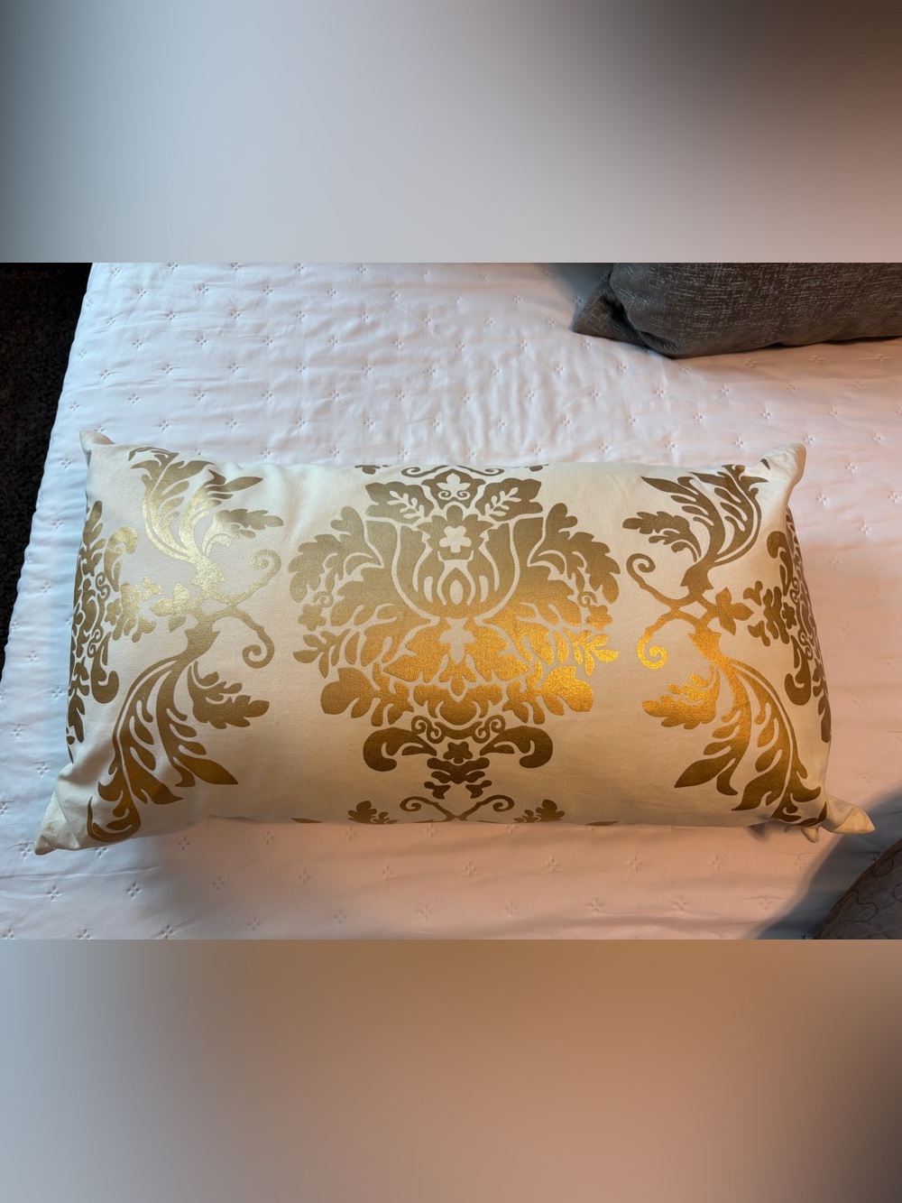 Gold Damask Decorative Throw Pillow 13x24